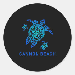 Cannon Beach Oregon Sea Blue Tribal Turtle  Classic Round Sticker