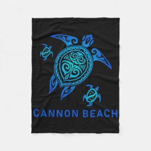 Cannon Beach Oregon Sea Blue Tribal Turtle  Fleece Blanket