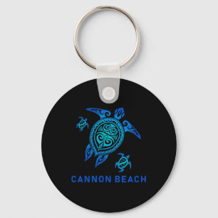 Cannon Beach Oregon Sea Blue Tribal Turtle Key Ring