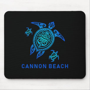 Cannon Beach Oregon Sea Blue Tribal Turtle Mouse Pad