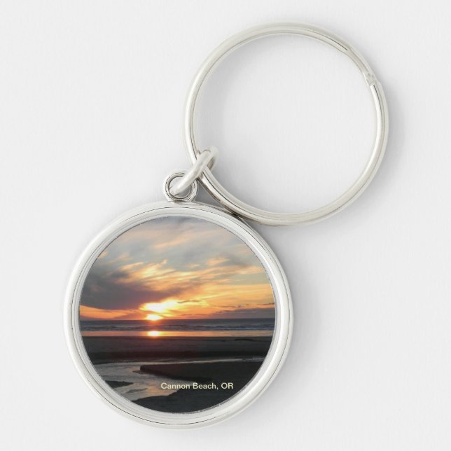 Cannon Beach, Oregon Sunset Key Ring (Front)