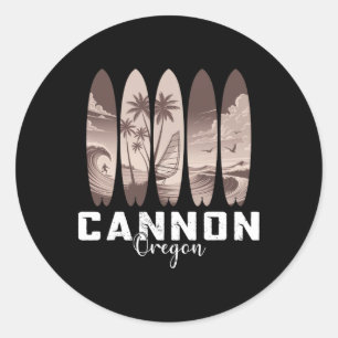 Cannon Beach Oregon Surfboard Men Women Surfing  Classic Round Sticker