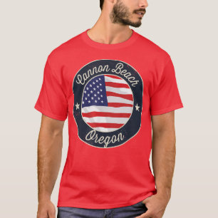 Cannon Beach - Patriotic Oregon Souvenir T-Shirt