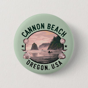 Cannon Beach Retro Vignette 6 Cm Round Badge