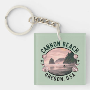 Cannon Beach Retro Vignette Key Ring