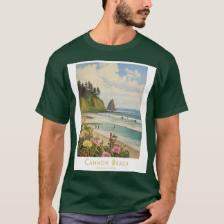 Cannon Beach Vintage Retro Travel Poster T-Shirt