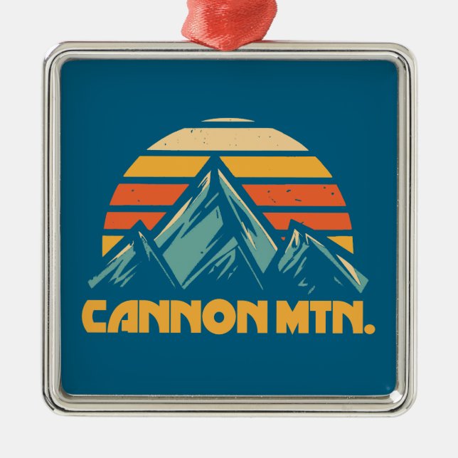 Cannon Mountain New Hampshire Retro Turquoise Metal Ornament (Front)