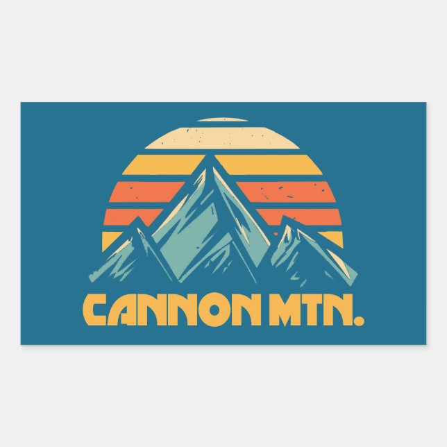 Cannon Mountain New Hampshire Retro Turquoise Rectangular Sticker (Front)