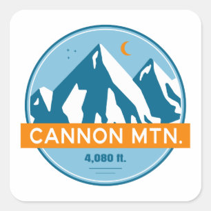 Cannon Mountain New Hampshire Stars Moon Square Sticker