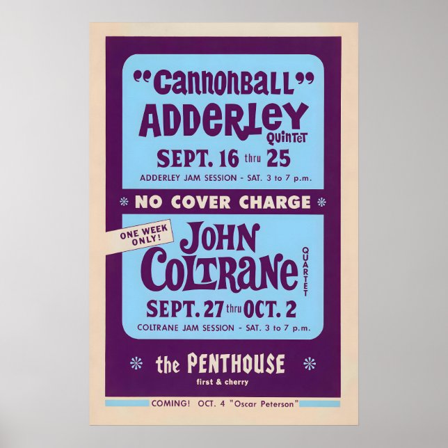 Cannonball Adderley - John Coltrane jazz poster (Front)