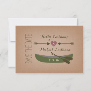 Canoe + Arrows With Heart Rustic Save The Date