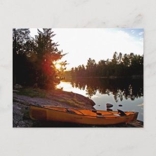 Canoe At Sunset Postcard