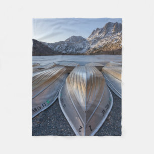 Canoe At The Lake Fleece Blanket