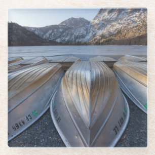Canoe At The Lake Glass Coaster