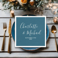 Canoe Blue Script Minimalist Wedding