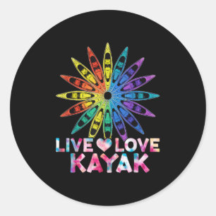 Canoe Boat Paddling Sport Kayaker Live Love Kayak Classic Round Sticker