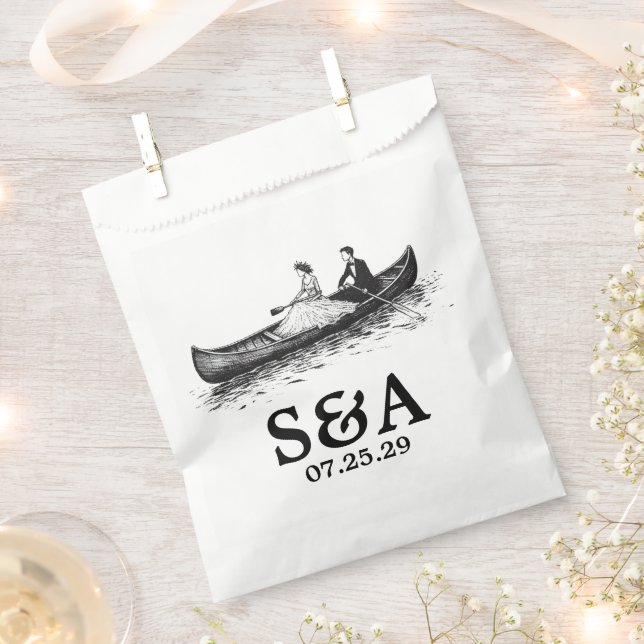 Canoe Couple Favour Bag (Clipped)