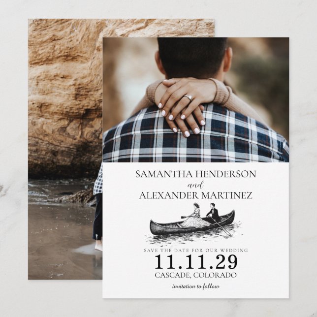 Canoe Couple Wedding Save The Date (Front/Back)