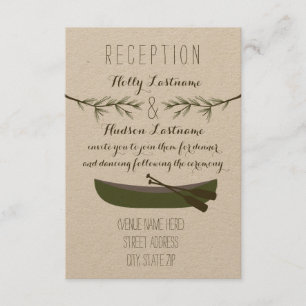 Canoe + Evergreen Branches Wedding Reception Invitation