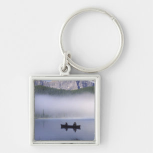 Canoe fishing Waterfowl Lake, Banff National Key Ring