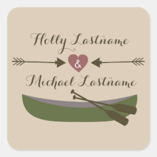 Canoe + Heart With Arrows Wedding Sticker