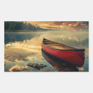 Canoe in a River Rectangular Sticker