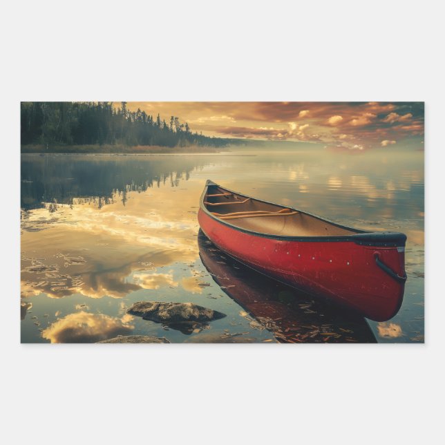 Canoe in a River Rectangular Sticker (Front)
