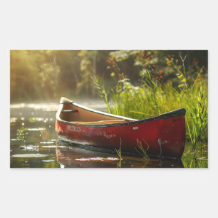 Canoe in a River Rectangular Sticker