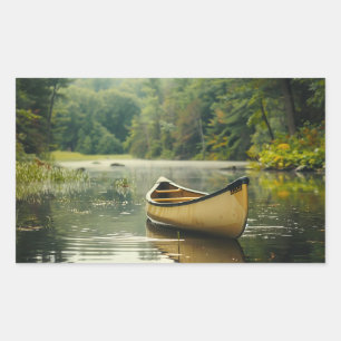 Canoe in a River Rectangular Sticker