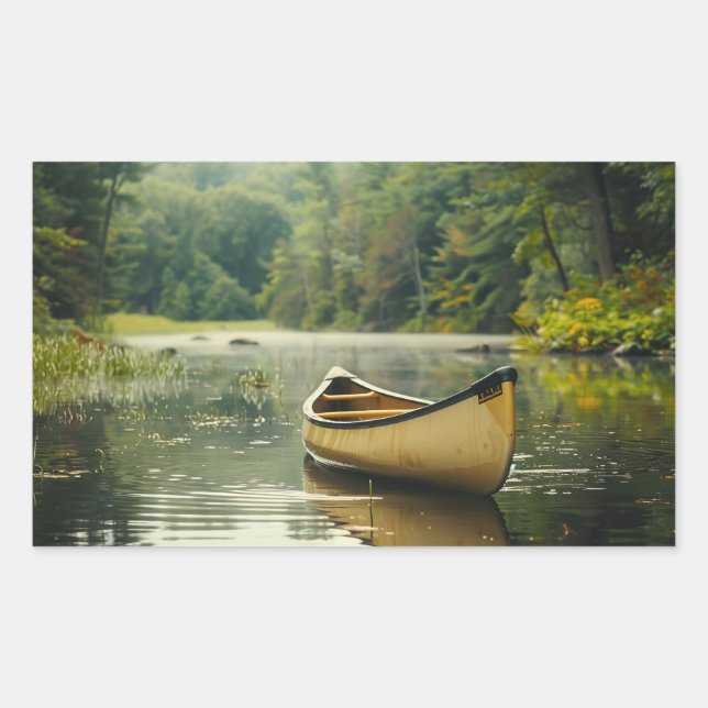 Canoe in a River Rectangular Sticker (Front)