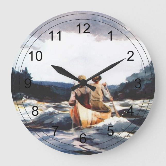 Canoe in the Rapids Large Clock (Front)