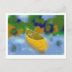 Canoe in Water Art Postcard