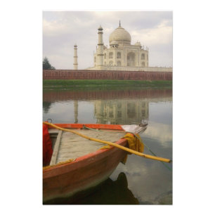 Canoe in water with Taj Mahal, Agra, India Photo Print