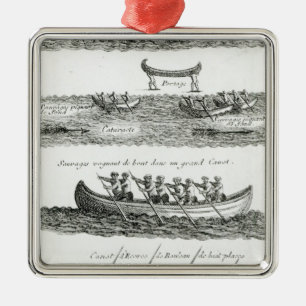 Canoe of the Iroquois Metal Ornament