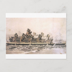Canoe of the Sandwich Islands. Hawaii. c. 1778 Postcard