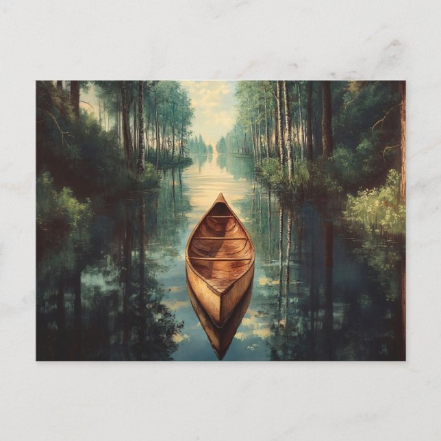 Canoe on a River Scenic Postcard (Front)