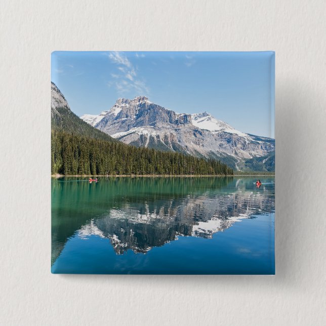 Canoe on famous Emerald Lake - Yoho NP, Canada 15 Cm Square Badge (Front)