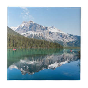Canoe on famous Emerald Lake - Yoho NP, Canada Ceramic Tile