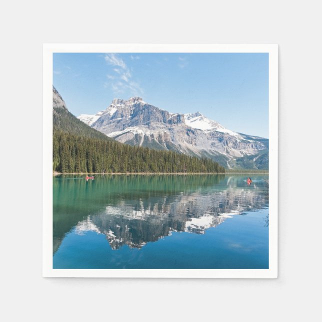 Canoe on famous Emerald Lake - Yoho NP, Canada Napkin (Front)