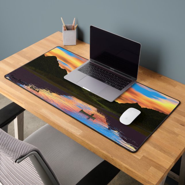 Canoe On Sunset Lake Desk Mat (Office 2)