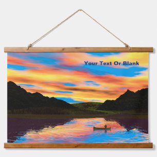 Canoe On Sunset Lake Hanging Tapestry
