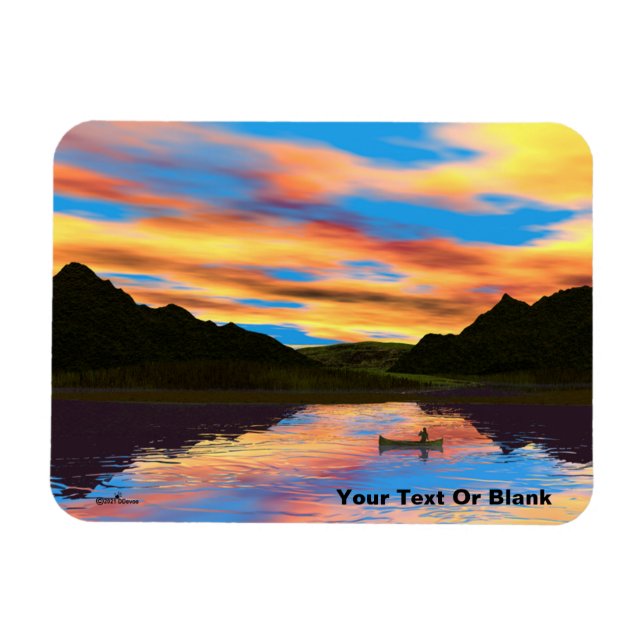 Canoe On Sunset Lake  Magnet (Horizontal)