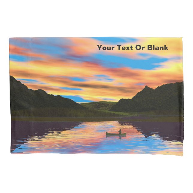 Canoe On Sunset Lake Pillowcase (Front)