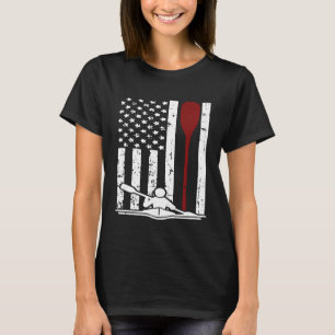 Canoe Paddle America Flag Gift I Patriotic Rowing T-Shirt