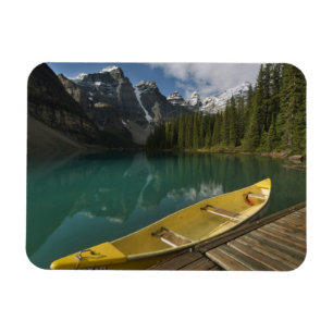 Canoe parked at a dock along Moraine Lake, Banff Magnet