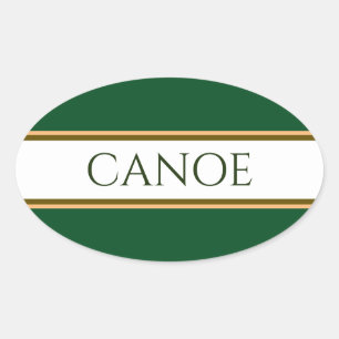CANOE Retro Camp Green White Brown Stripes   Oval Sticker