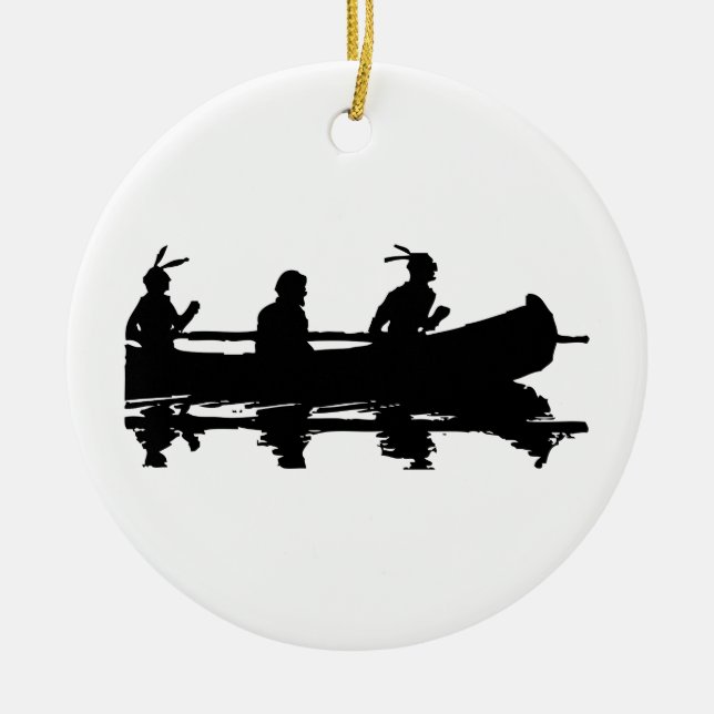 Canoe Silhouette Ceramic Tree Decoration (Front)