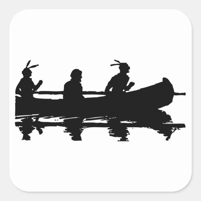 Canoe Silhouette Square Sticker (Front)