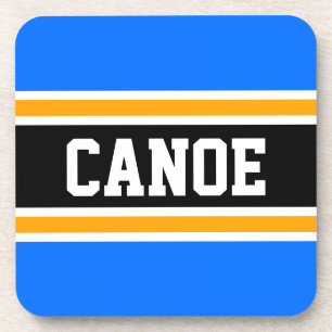 CANOE Sporty Fun Bright Blue Orange Black Stripes Coaster