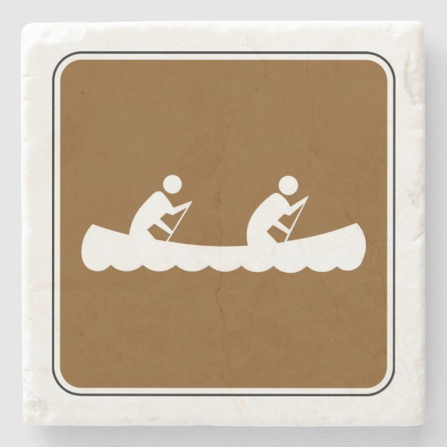Canoe Symbol Roadside Sign  Stone Coaster (Front)